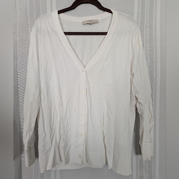 Loft White Button-Up Cardigan - Picture 1 of 4